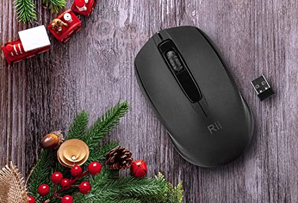 Rii Wireless Mouse 1000 DPI for PC, Laptop, Windows,Office Included Wireless USB dongle (Black)